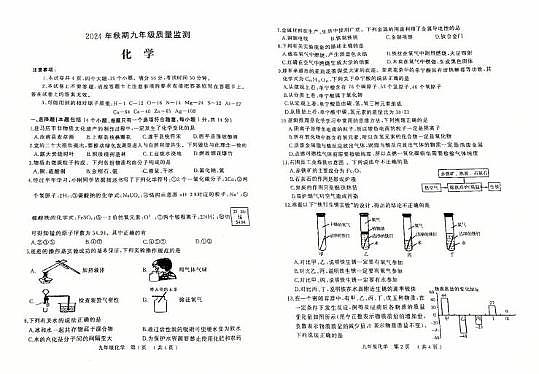 河南省驻马店市驿城区2024_2025学年九年级上学期期末考试化学试卷第1页