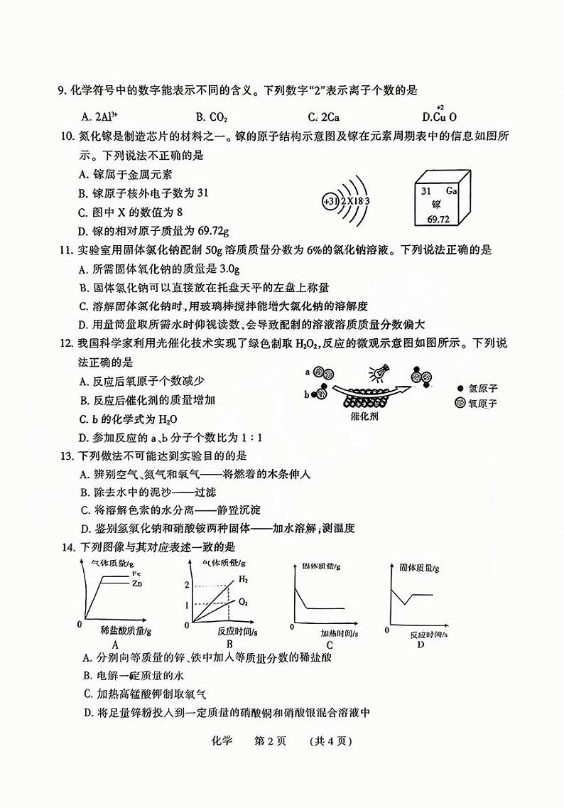 河南省濮阳市2024-2025学年九年级上学期期末化学试卷及答案第2页