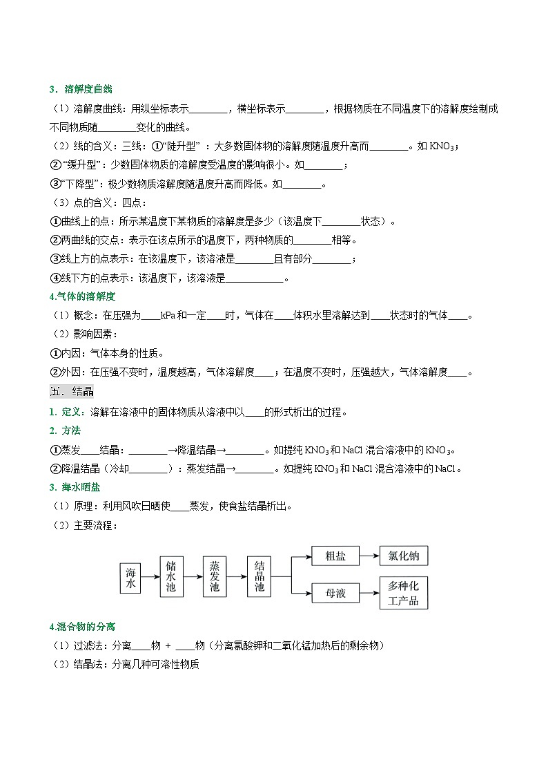 寒假预习-第02讲 溶解度 (学生版) 2025年九年级化学寒假衔接讲练 (人教版)第3页