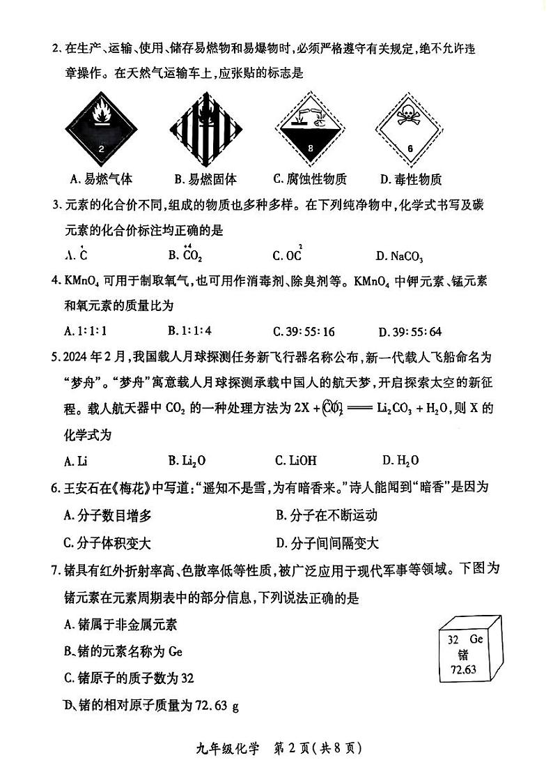 山西省晋中市昔阳县部分学校2024-2025学年九年级上学期期末化学试卷第2页