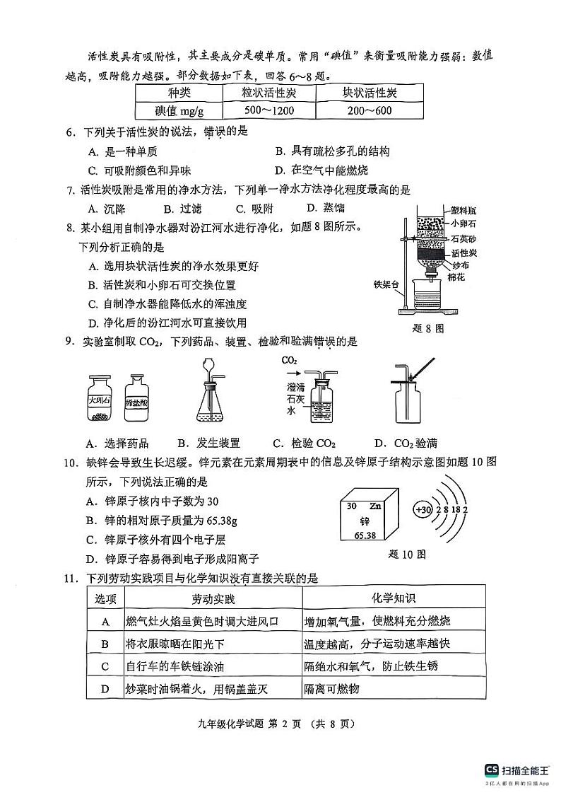广东省佛山市禅城区2024-2025学年九年级上学期期末考试化学试卷第2页
