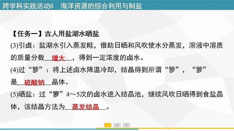 最新人教版九年级下册化学 第九单元 跨学科实践活动8 海洋资源的综合利用与制盐 课件第4页