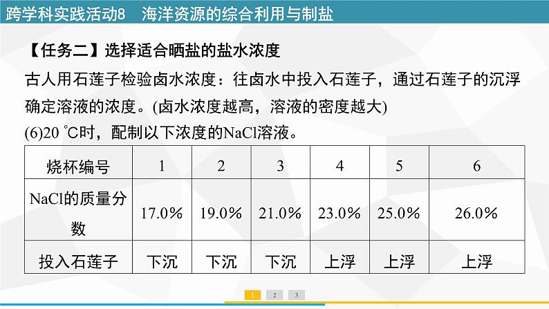 最新人教版九年级下册化学 第九单元 跨学科实践活动8 海洋资源的综合利用与制盐 课件第5页