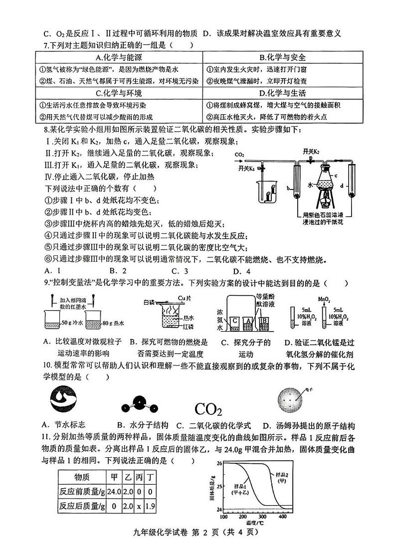 安徽省六安市舒城县2024-2025学年九年级上学期期末考试化学试题第2页