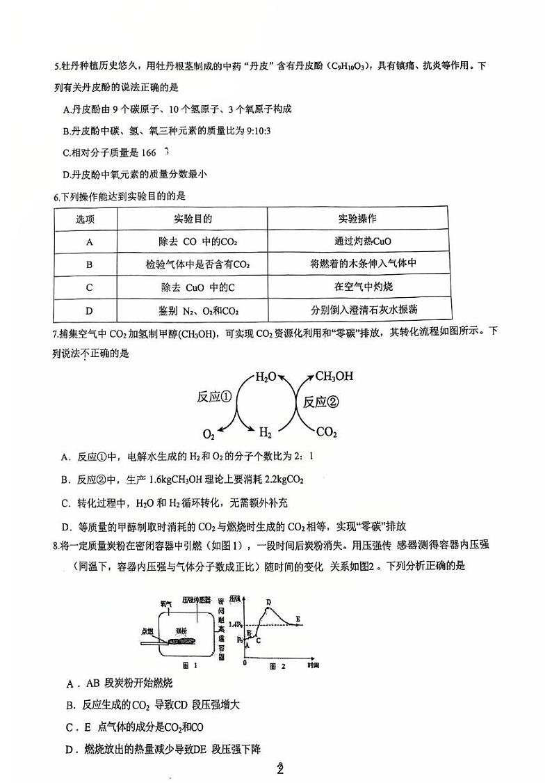 福建省厦门外国语学校2024-2025学年九年级上学期期末模拟考试化学试卷第2页