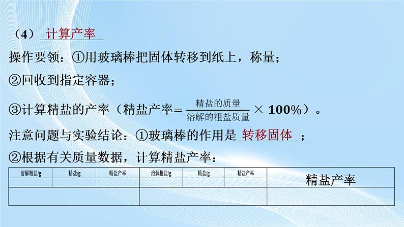 新人教版初中化学 第九单元实验活动 7粗盐中难溶性杂质的去除课件第5页