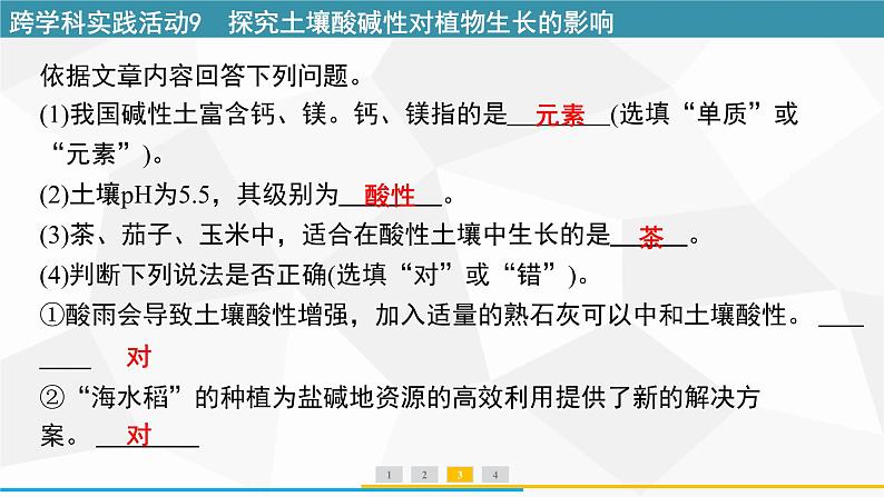 新人教版初中化学 第十单元跨学科实践活动9探究土壤酸碱性对植物生长的影响 课件第8页