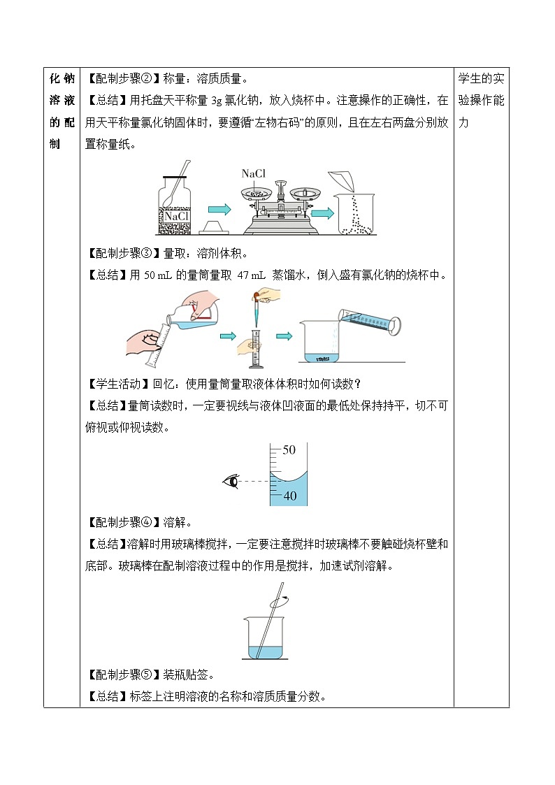 【核心素养】人教版化学九年级下册 课题3 溶质的质量分数（第2课时） 同步教案第3页