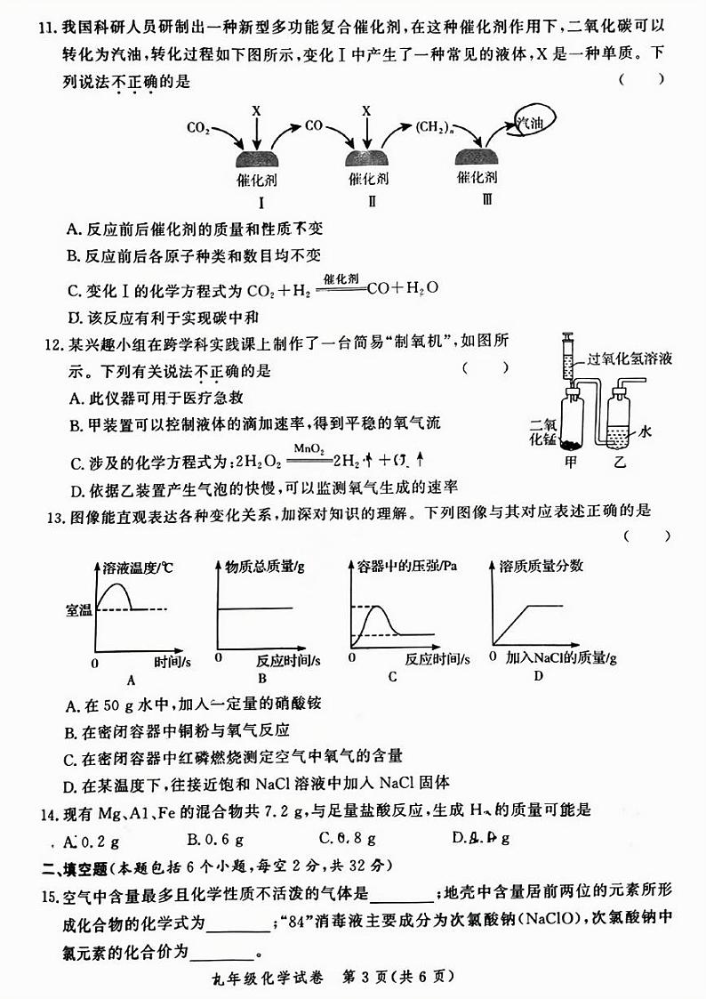 郑州市郑东新区2024-2025学年九年级上学期期末化学试卷及答案第3页