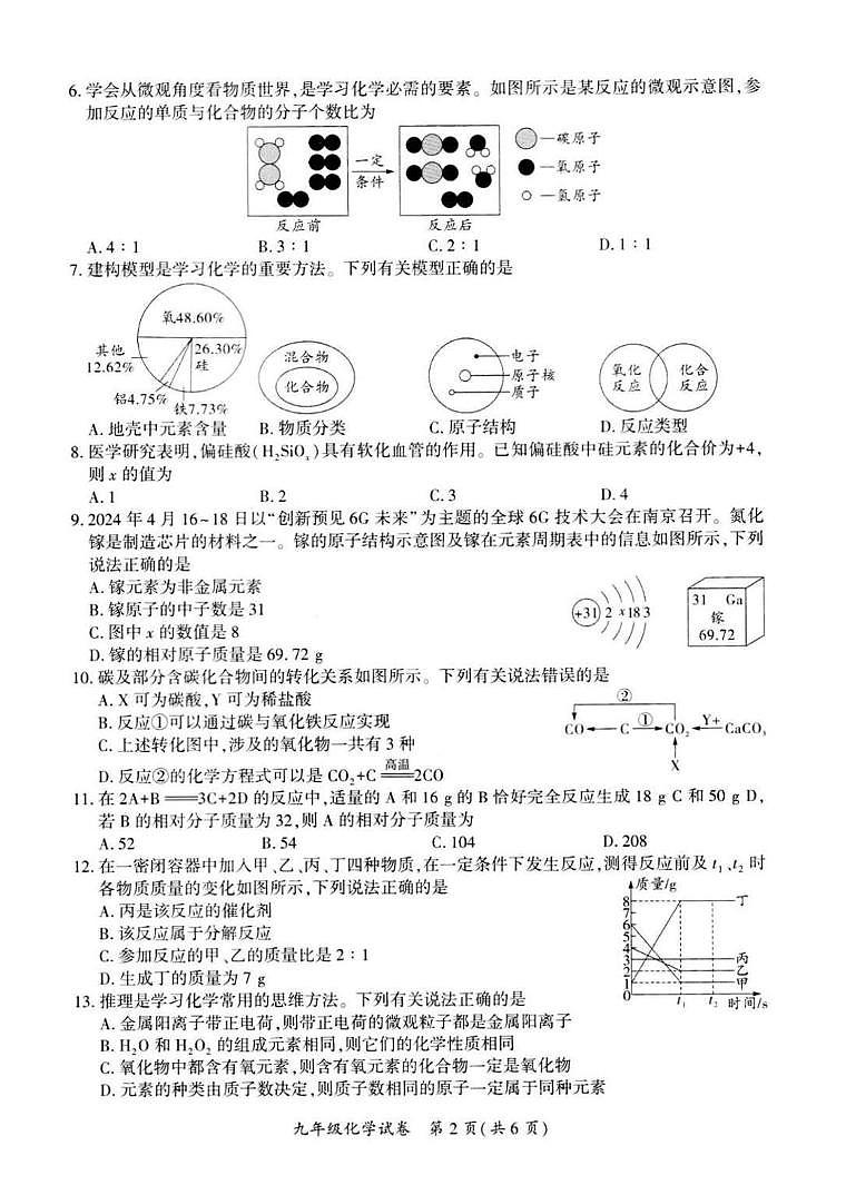 贵州省毕节市威宁县2024-2025学年九年级上学期期末素质教育教学质量监测化学试卷第2页