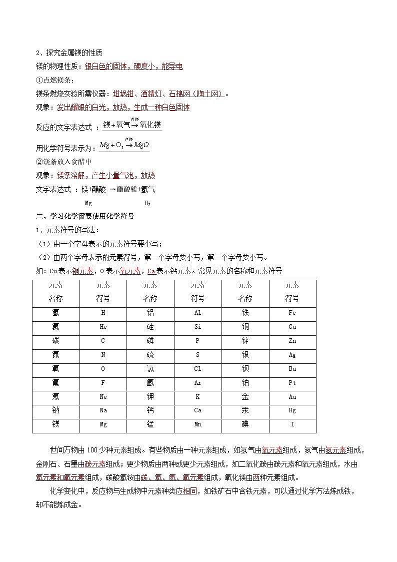 九年级初中化学上册同步讲义（新沪教版）1.3.2怎样学习化学（教师版）第2页