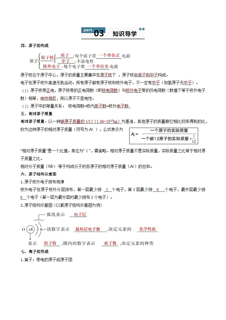 九年级初中化学上册同步讲义（新沪教版）3.1.2构成物质的微观粒子（教师版）第2页