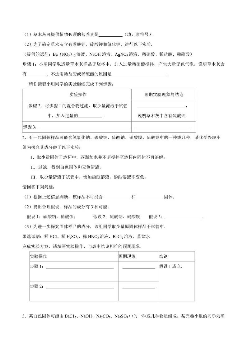 专题15 物质的检验、鉴别与除杂（练习）-2024年中考化学一轮复习讲练测（全国通用）（学生版）第3页