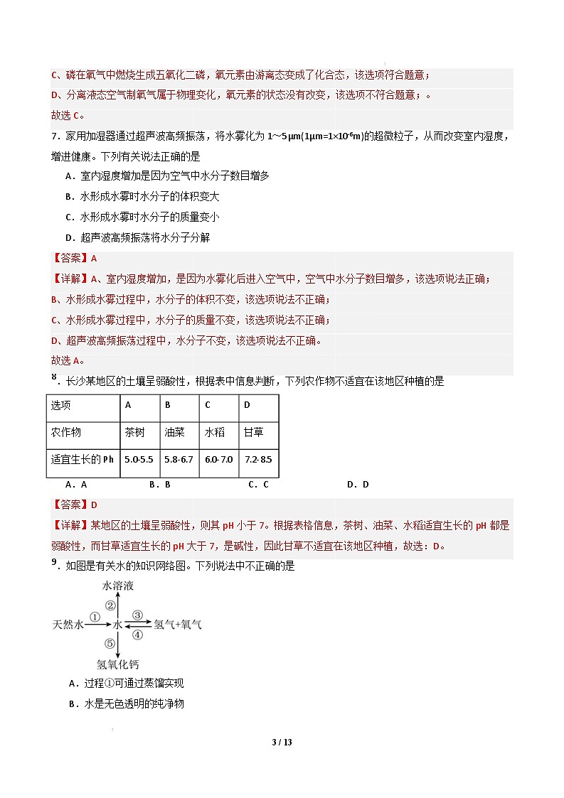 九年级化学开学摸底考01（全解全析）第3页