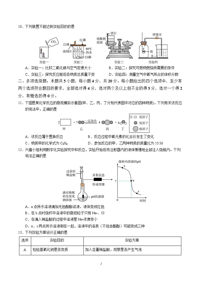 九年级化学开学摸底考（考试版）（鲁教版2024）【测试范围：1-11单元】A4版第3页