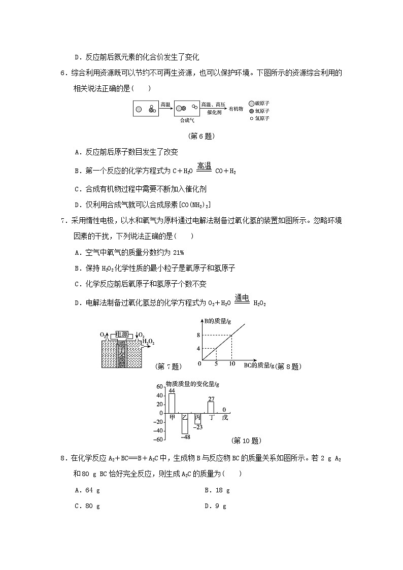 安徽省2024九年级化学上册第五单元化学方程式学情评估试卷（附答案人教版）第2页