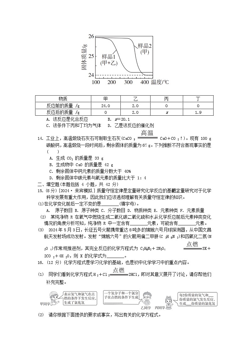2024九年级化学上册第五单元化学方程式综合素质评价试卷（附答案人教版）第3页