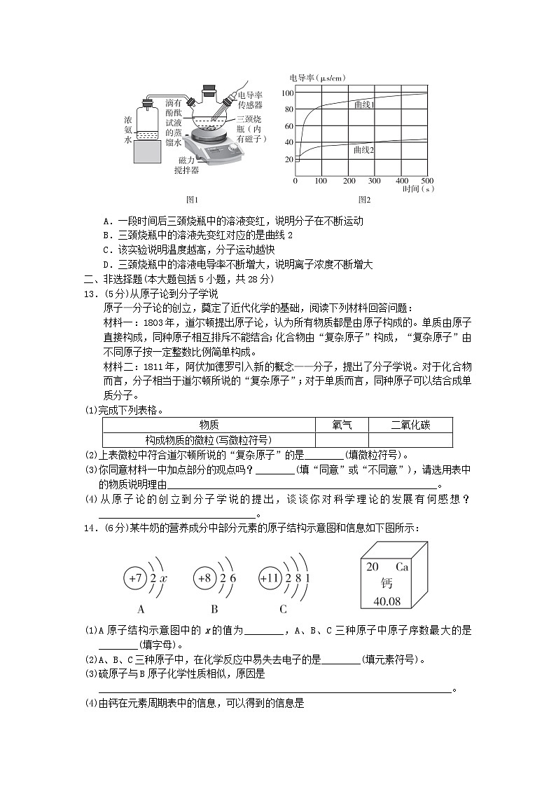 安徽省2024九年级化学上册第三单元物质构成的奥秘综合素质评价试卷（附答案人教版）第3页