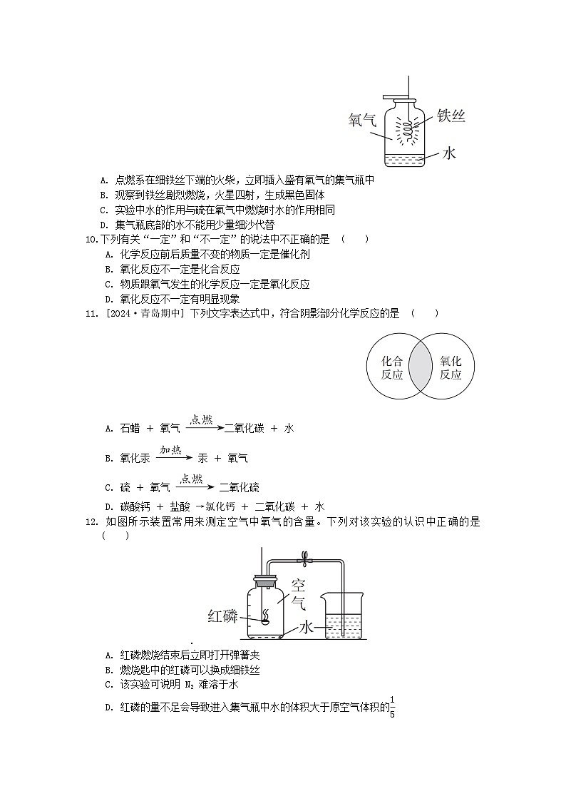 2024九年级化学上册第二单元我们周围的空气综合素质评价试卷（附答案人教版）第2页