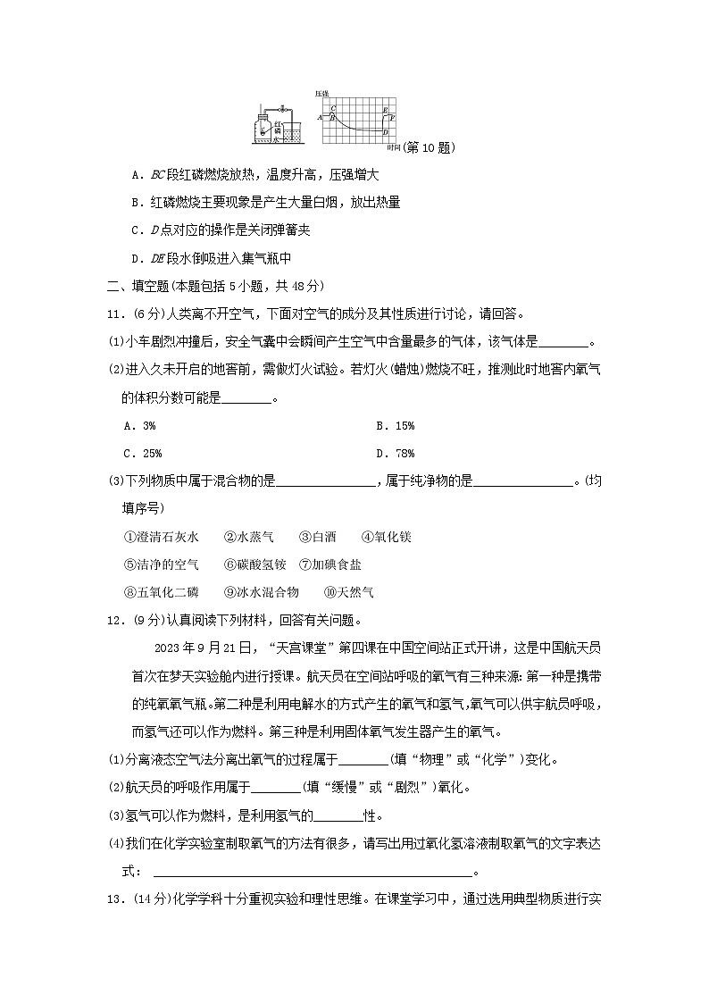 福建省2024九年级化学上册第2章空气与水资源学情评估试卷（附答案沪教版）第3页