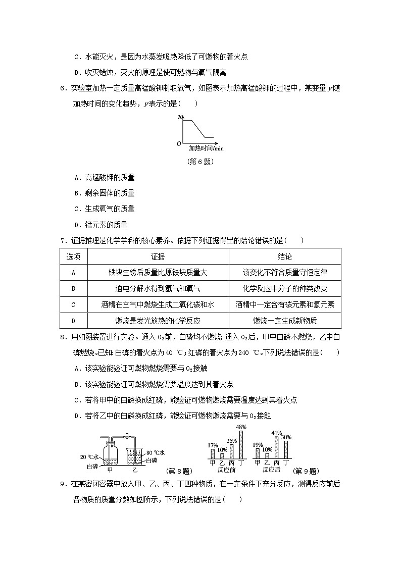 福建省2024九年级化学上册第4章认识化学反应学情评估试卷（附答案沪教版）第2页