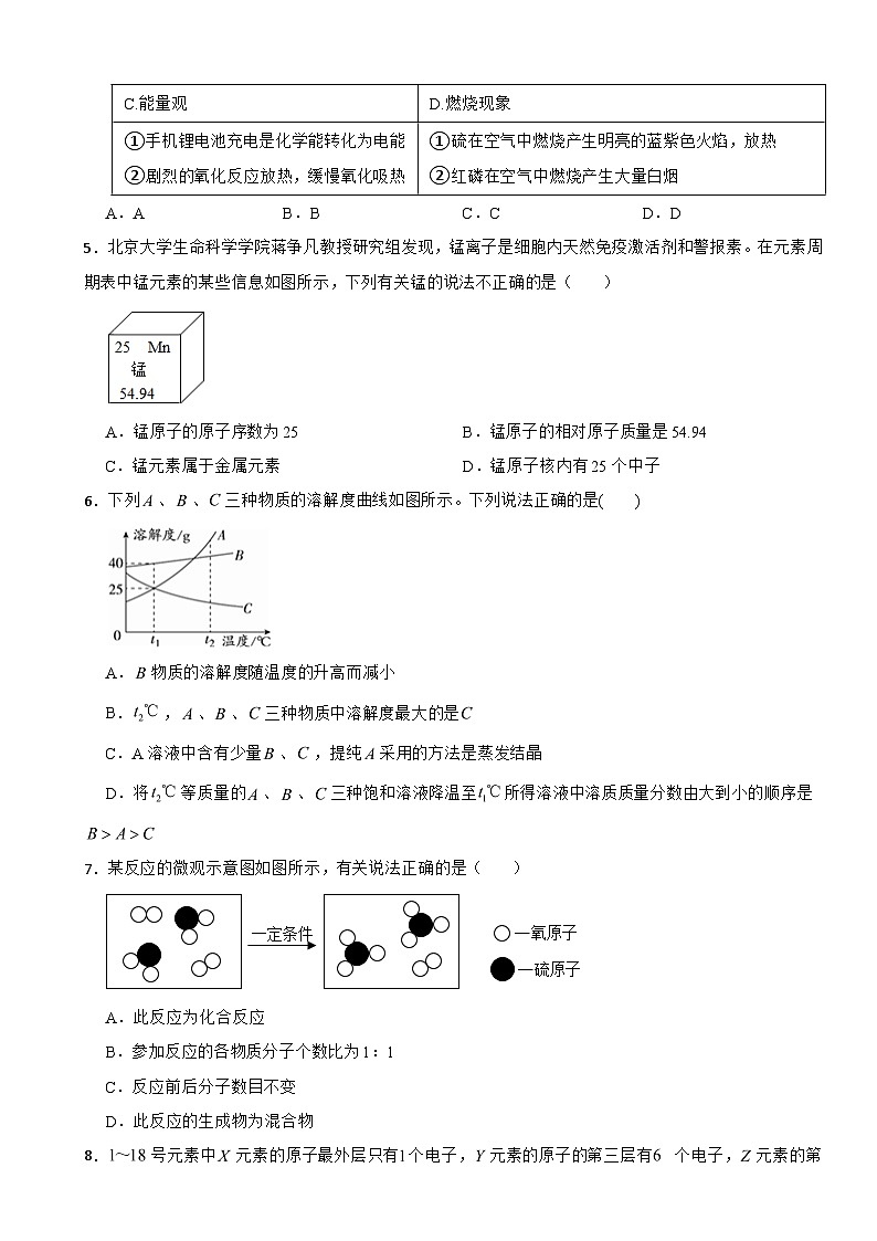 湖南省怀化市2025年中考化学三模试卷含答案第2页