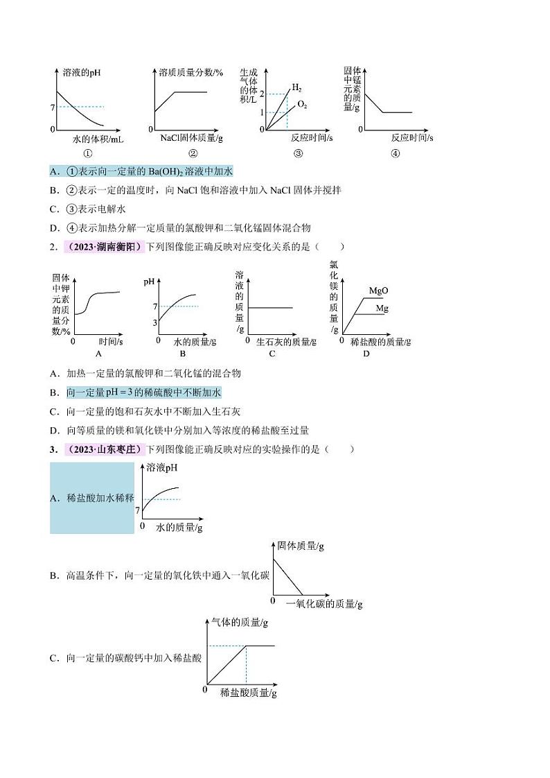 题型一 坐标曲线题（讲练）-2024年中考化学二轮复习讲练测（全国通用）（学生版）第3页
