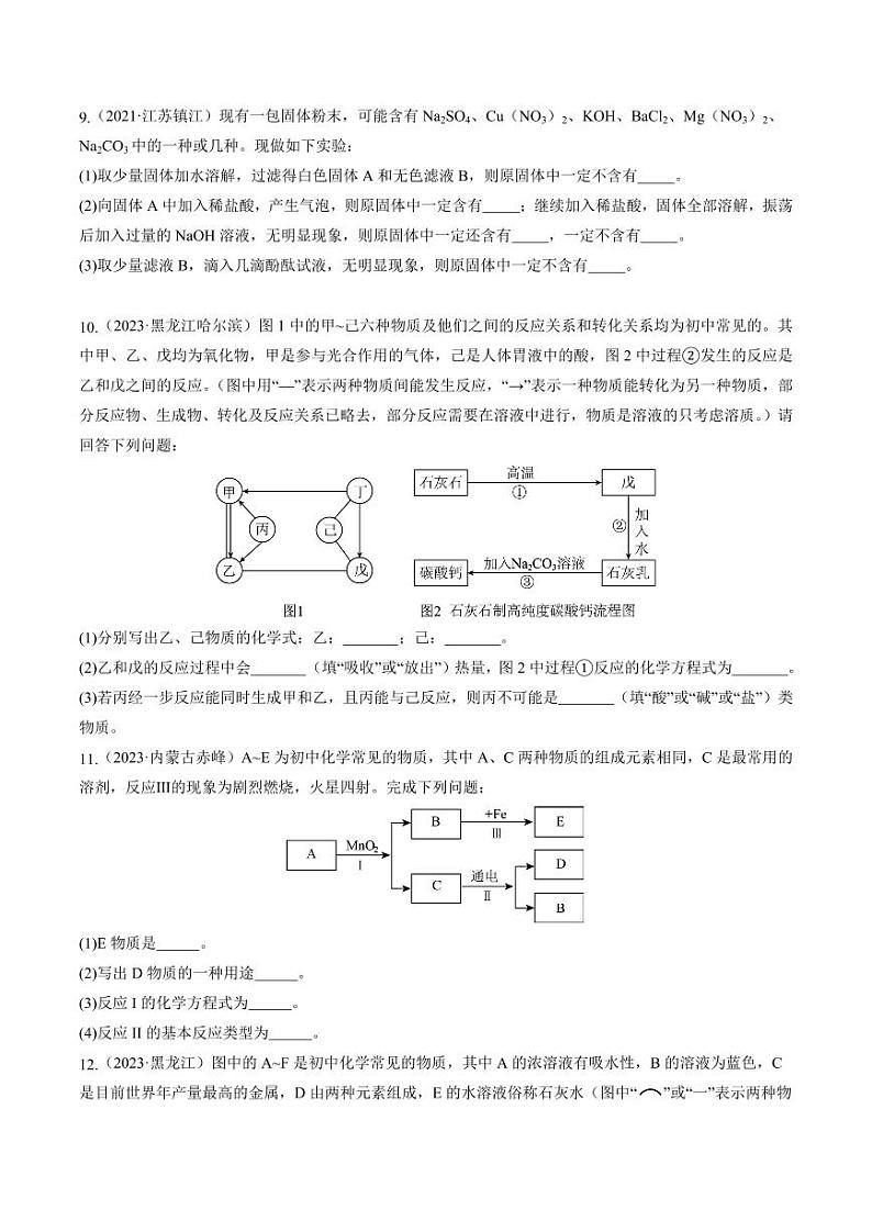 题型二 物质推断题（测试）-2024年中考化学二轮复习讲练测（全国通用）（学生版）第3页