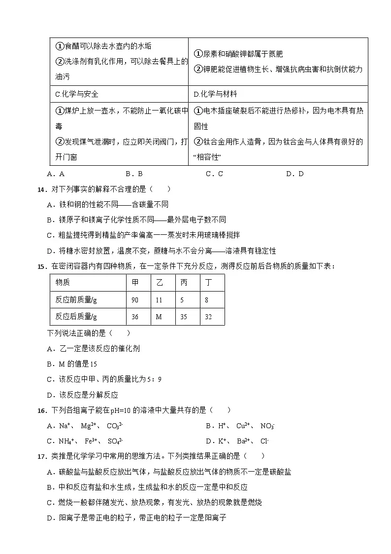 黑龙江省佳木斯市2025年中考化学一模试题附参考答案第3页