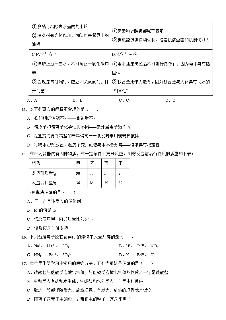 黑龙江省佳木斯市2025年中考化学一模试题附参考答案第3页