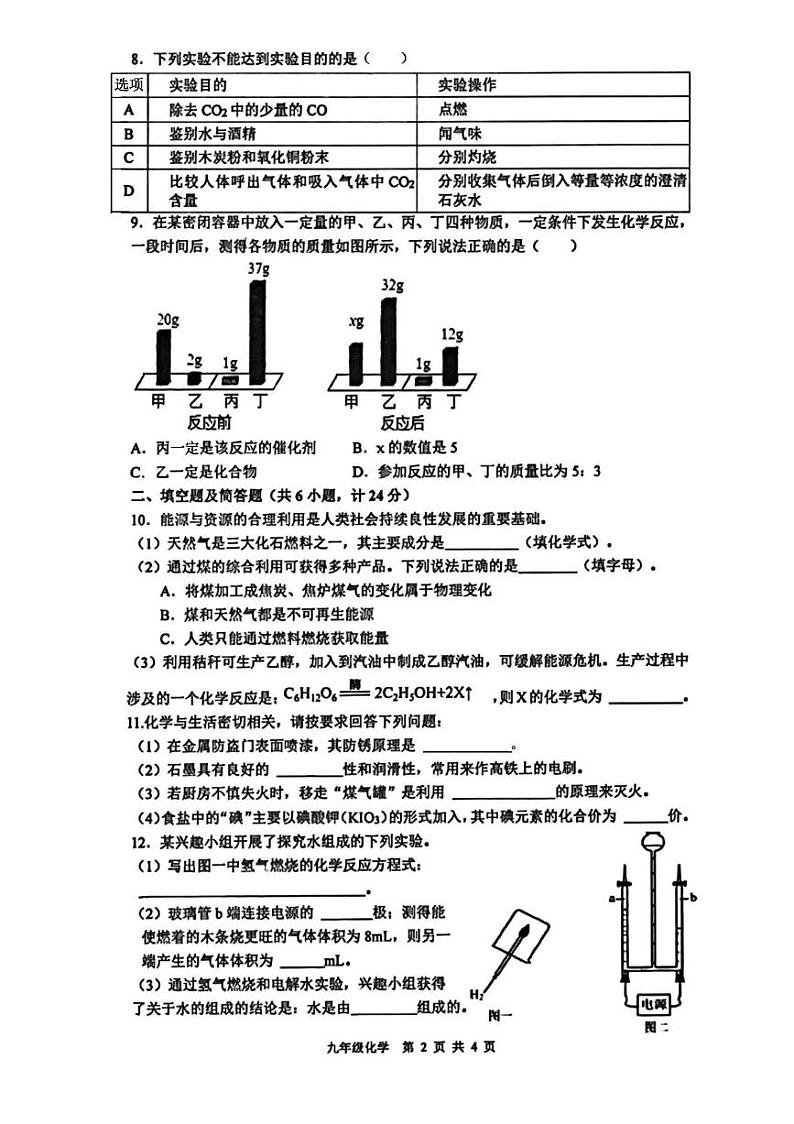 陕西省西安市铁一中学2024-2025学年九年级上学期期末考试化学试题第2页