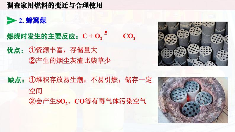 人教版初中化学上册跨学科实践活动6 调查家用燃料的变迁与合理使用 课件第8页