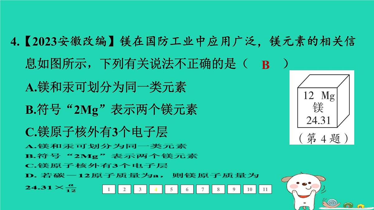 福建省2024中考化学1基础梳理篇模块二物质的组成与结构第13课时元素及元素周期表物质的分类课后练本课件第5页