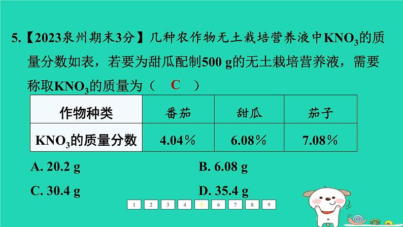 福建省2024中考化学1基础梳理篇模块一物质的性质和应用第5课时溶液一课后练本课件第7页