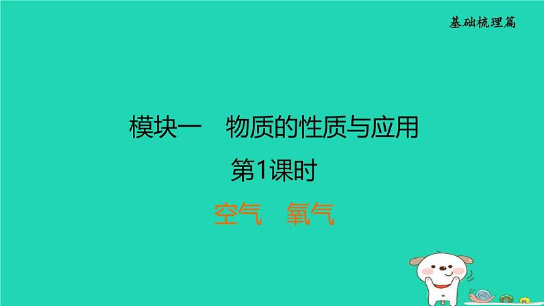 福建省2024中考化学1基础梳理篇模块一物质的性质和应用第1课时空气氧气课后练本课件第1页