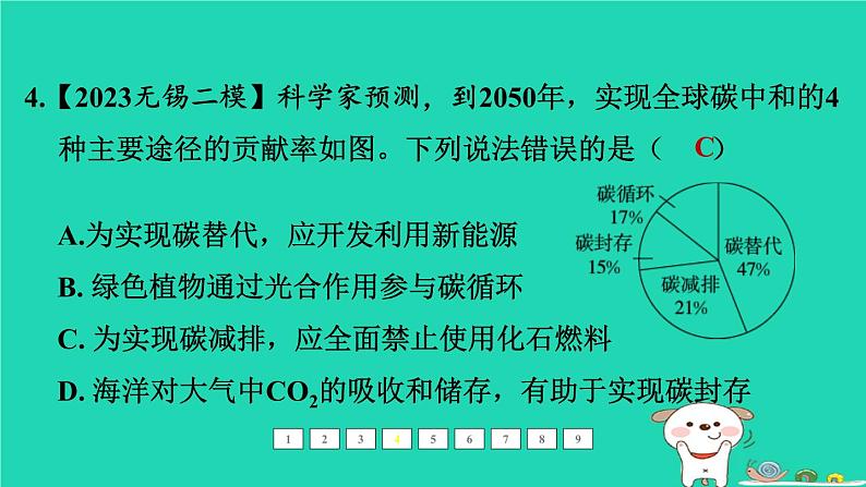 福建省2024中考化学1基础梳理篇模块一物质的性质和应用第2课时碳和碳的氧化物课后练本课件第5页