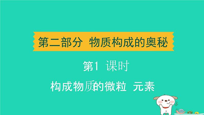 辽宁省2024中考化学第二部分物质构成的奥秘第1课时构成物质的微粒元素课件第1页