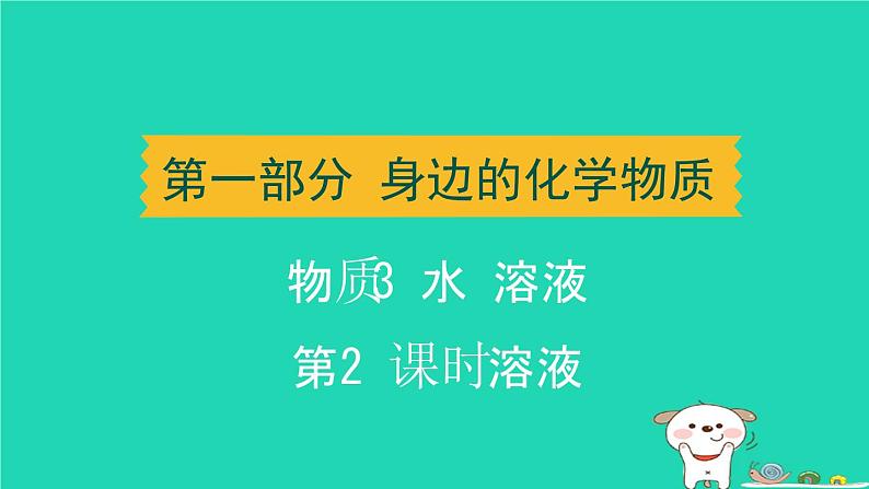 辽宁省2024中考化学第一部分身边的化学物质物质3水溶液第2课时溶液课件第1页