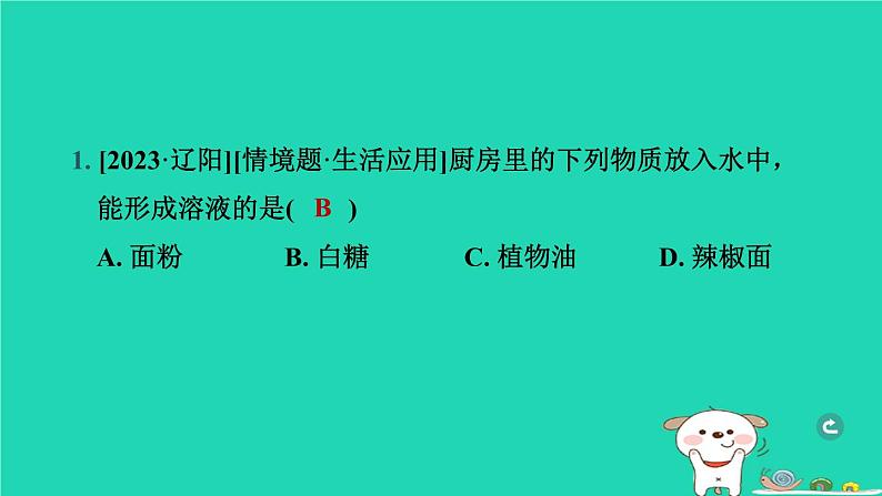 辽宁省2024中考化学第一部分身边的化学物质物质3水溶液第2课时溶液课件第2页