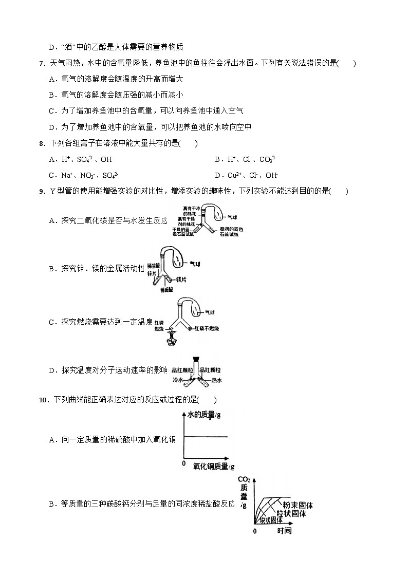 江西省鹰潭市2025年中考一模化学试题含答案第2页
