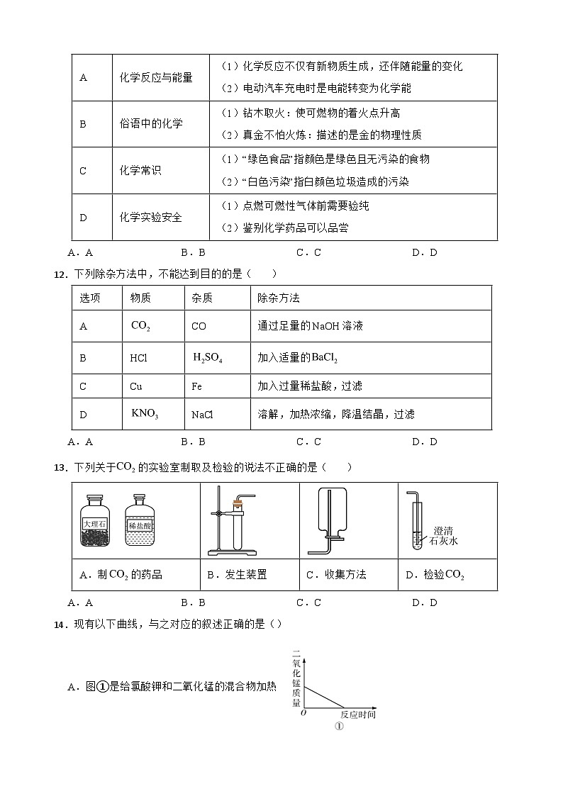湖南省娄底市涟源市2025年中考一模化学试题附答案第3页