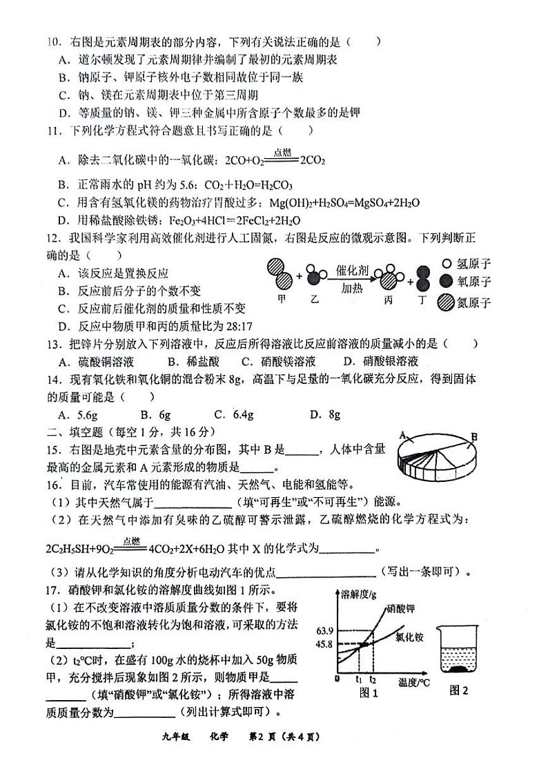 河南省实验中学2024-2025学年九年级下学期开学考化学试题及答案第2页