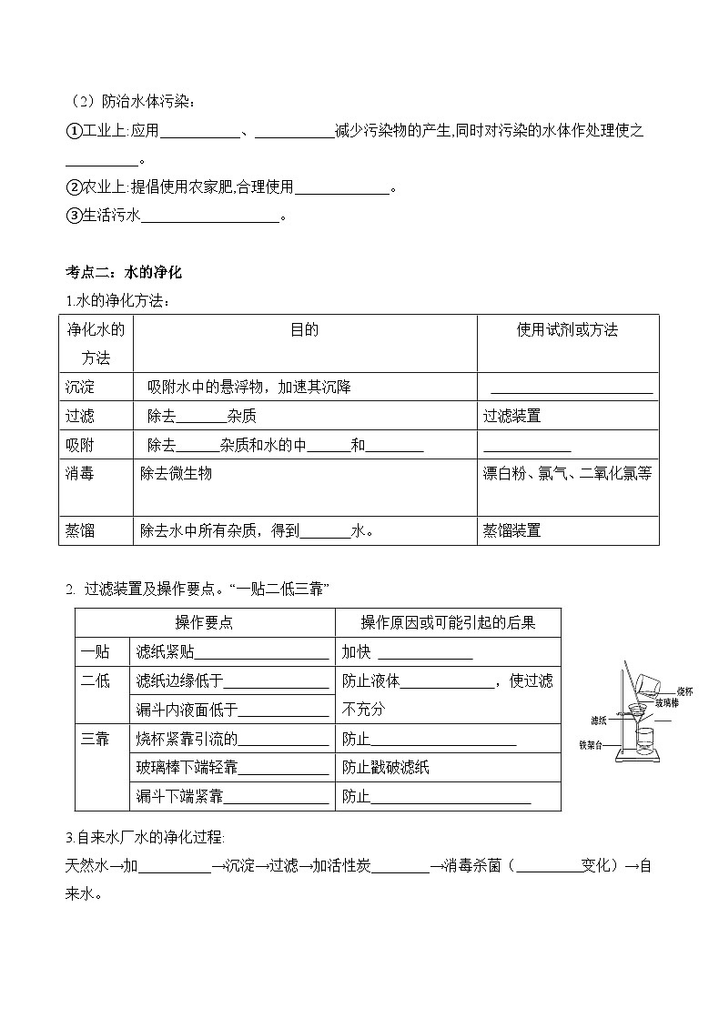 中考化学一轮复习单元复习学案 第四单元+自然界的水第2页