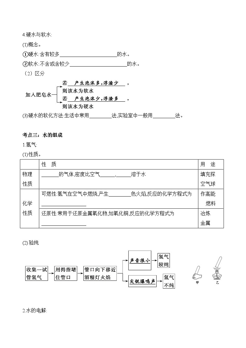 中考化学一轮复习单元复习学案 第四单元+自然界的水第3页