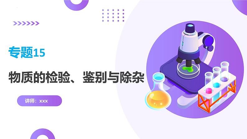 中考化学一轮复习讲练测课件专题15 物质的检验、鉴别与除杂第1页