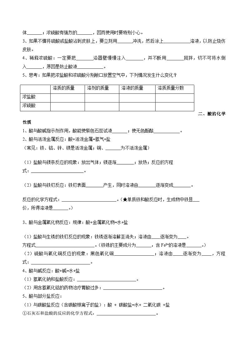 （人教版）中考化学一轮复习考点过关讲义第十单元 酸和碱（原卷版）第3页