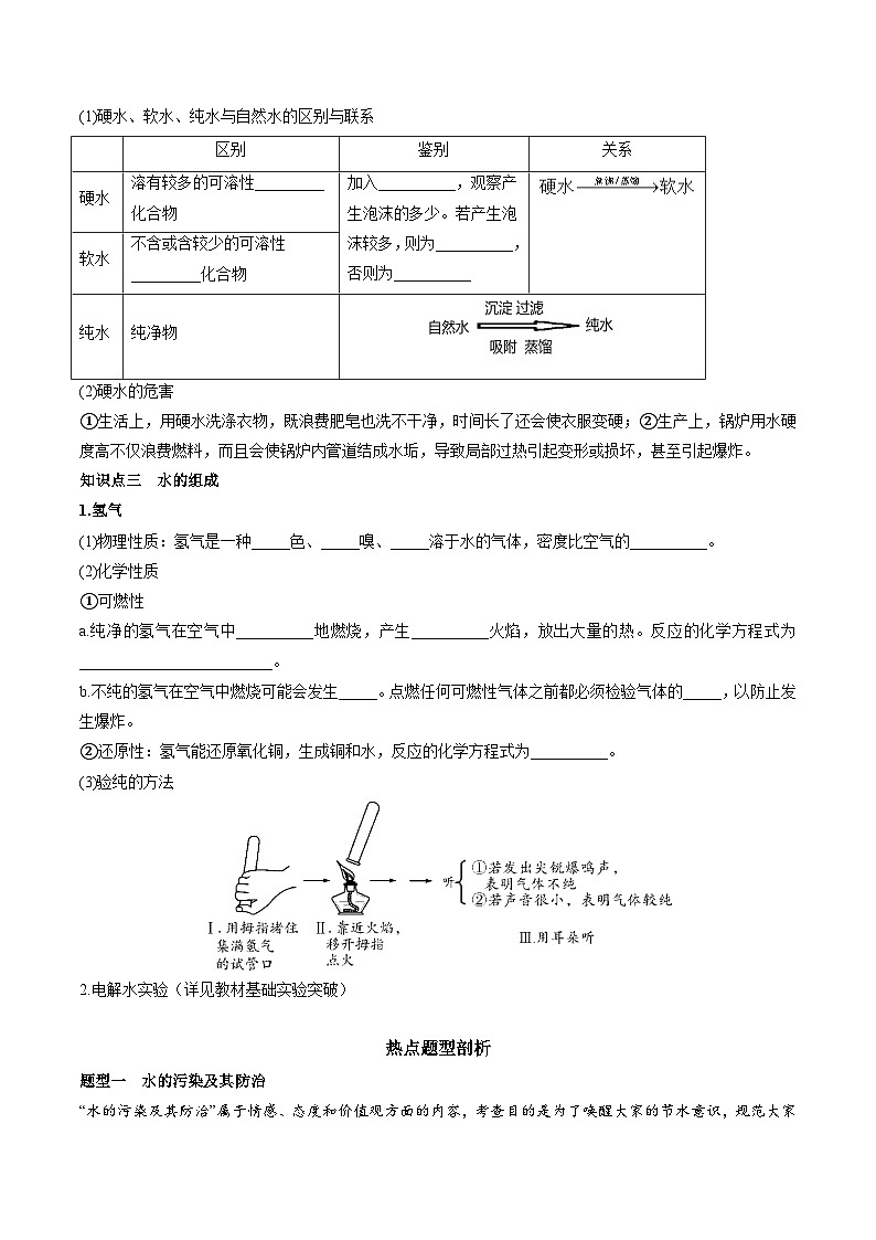 （人教版）中考化学一轮复习知识梳理与考法点拨练习第四单元 自然界的水 第1讲（学生版）第3页