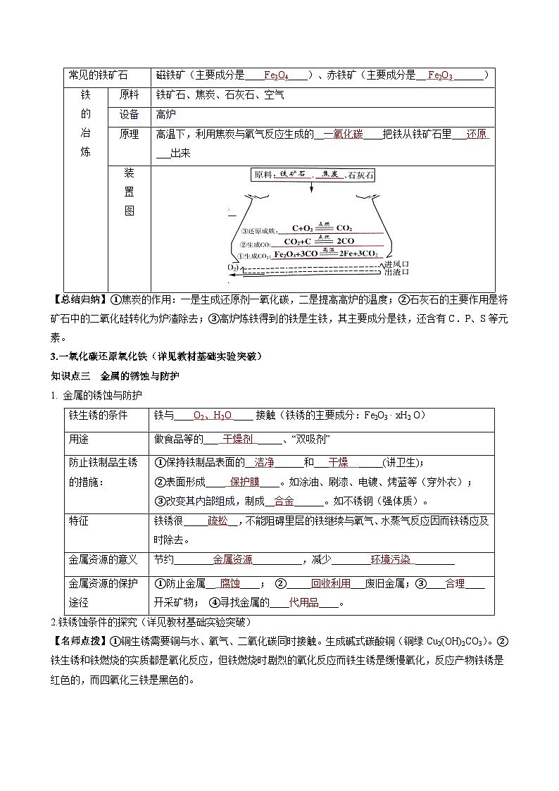 （人教版）中考化学一轮复习知识梳理与考法点拨练习第八单元 金属和金属材料 第1讲（教师版）第3页