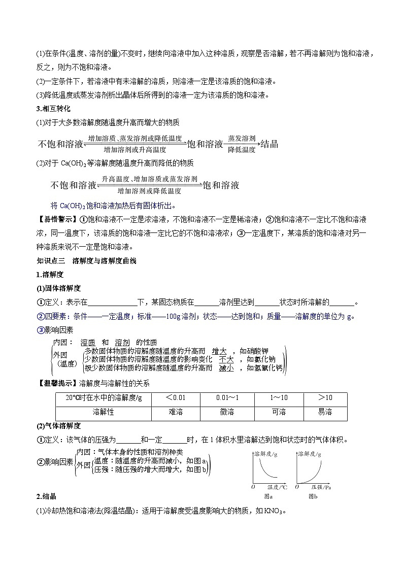 （人教版）中考化学一轮复习知识梳理与考法点拨练习第九单元 溶液（学生版）第2页