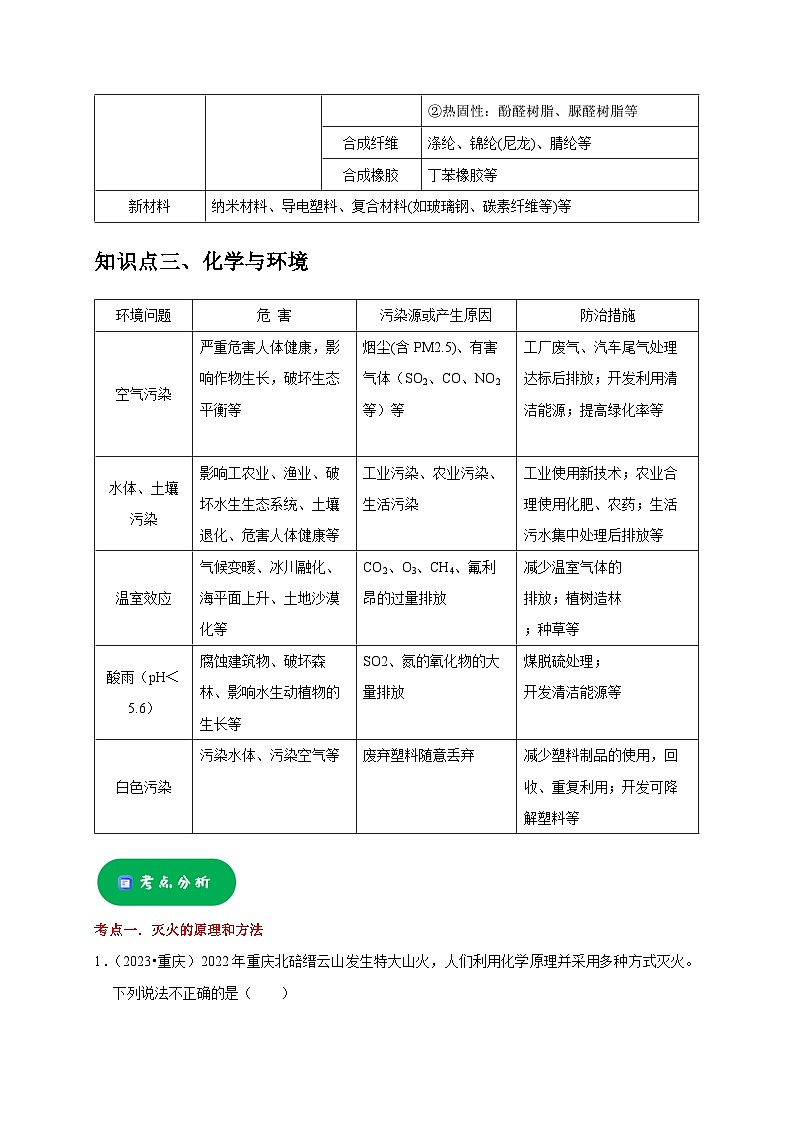 中考化学一轮复习考点过关练习专题13 化学与生活（原卷版）第3页